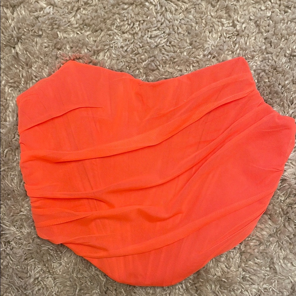 Orange Asymmetrical Ruched Mini Top